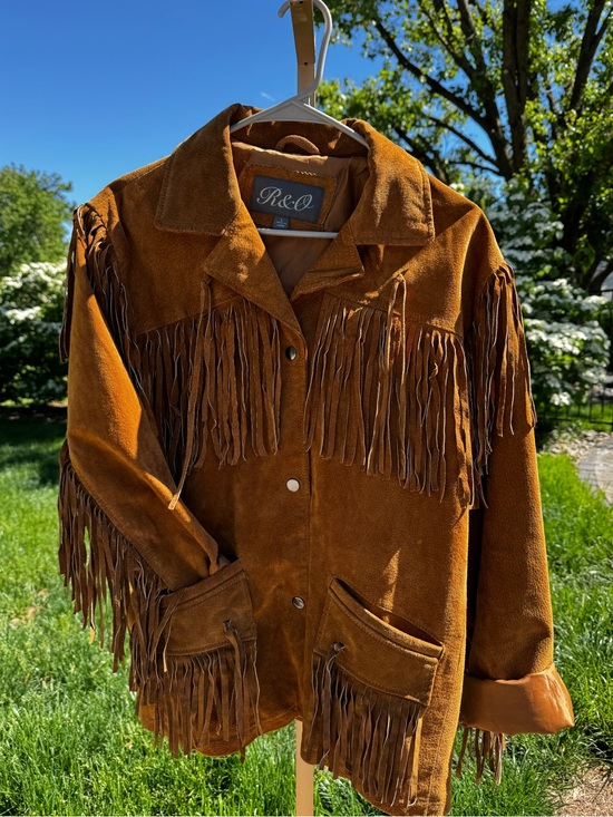 r&o Jackets & Blazers - R&O 100% Leather Suede Fringe Jacket Women’s Western Cowgirl Coat Large Vtg Look